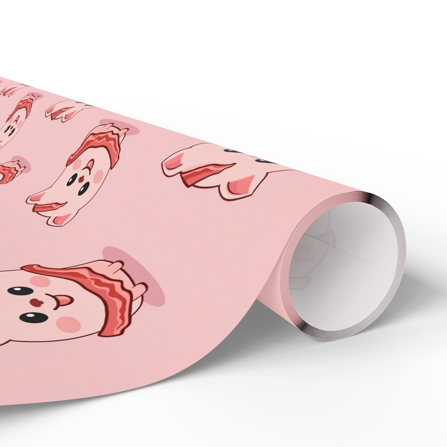 Cute Pig with Bacon Pink High Definition Birthday Gift Present Holiday Wrapping Paper