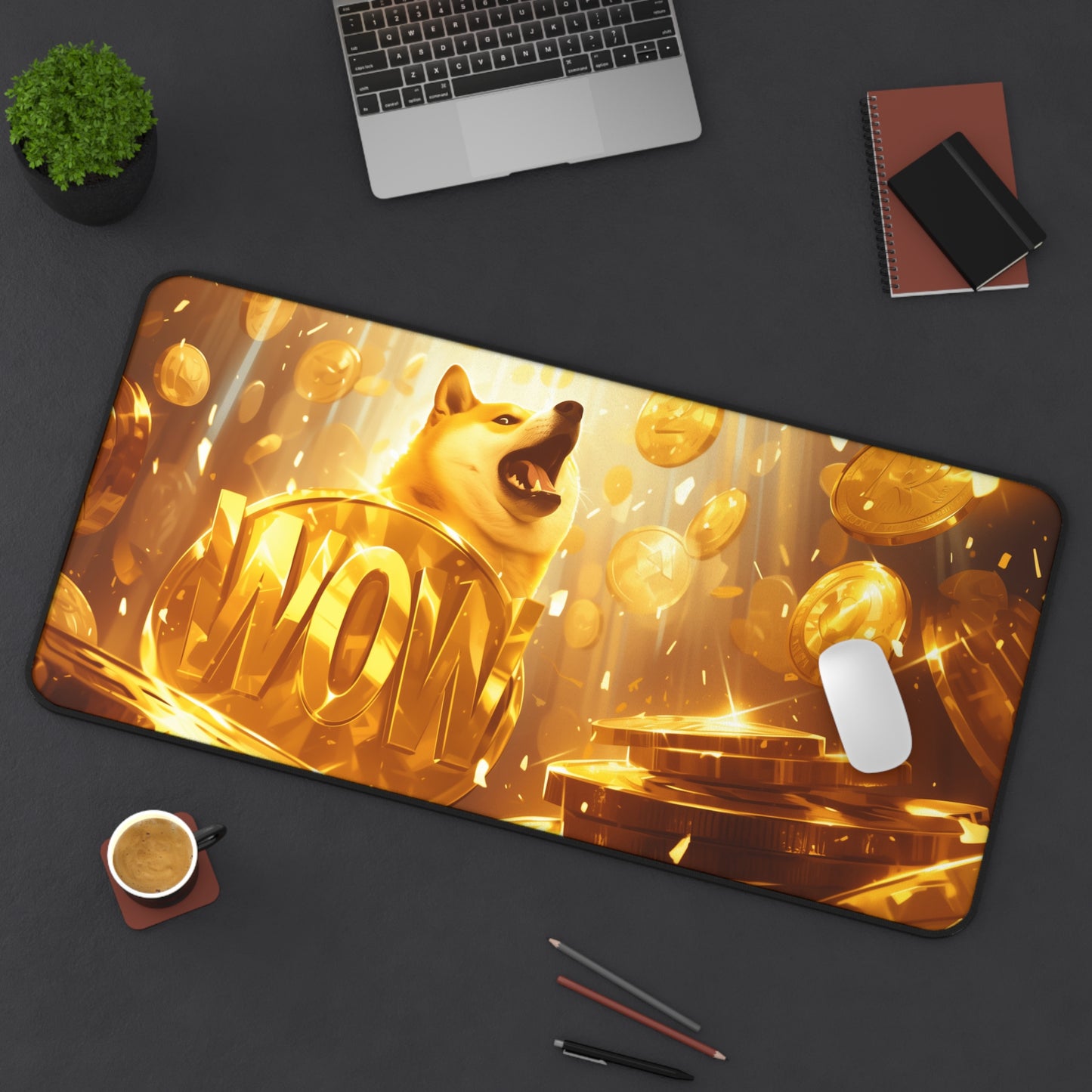 Dogecoin Cryptocurrency WOW Shiba High Definition Desk Mat Mousepad