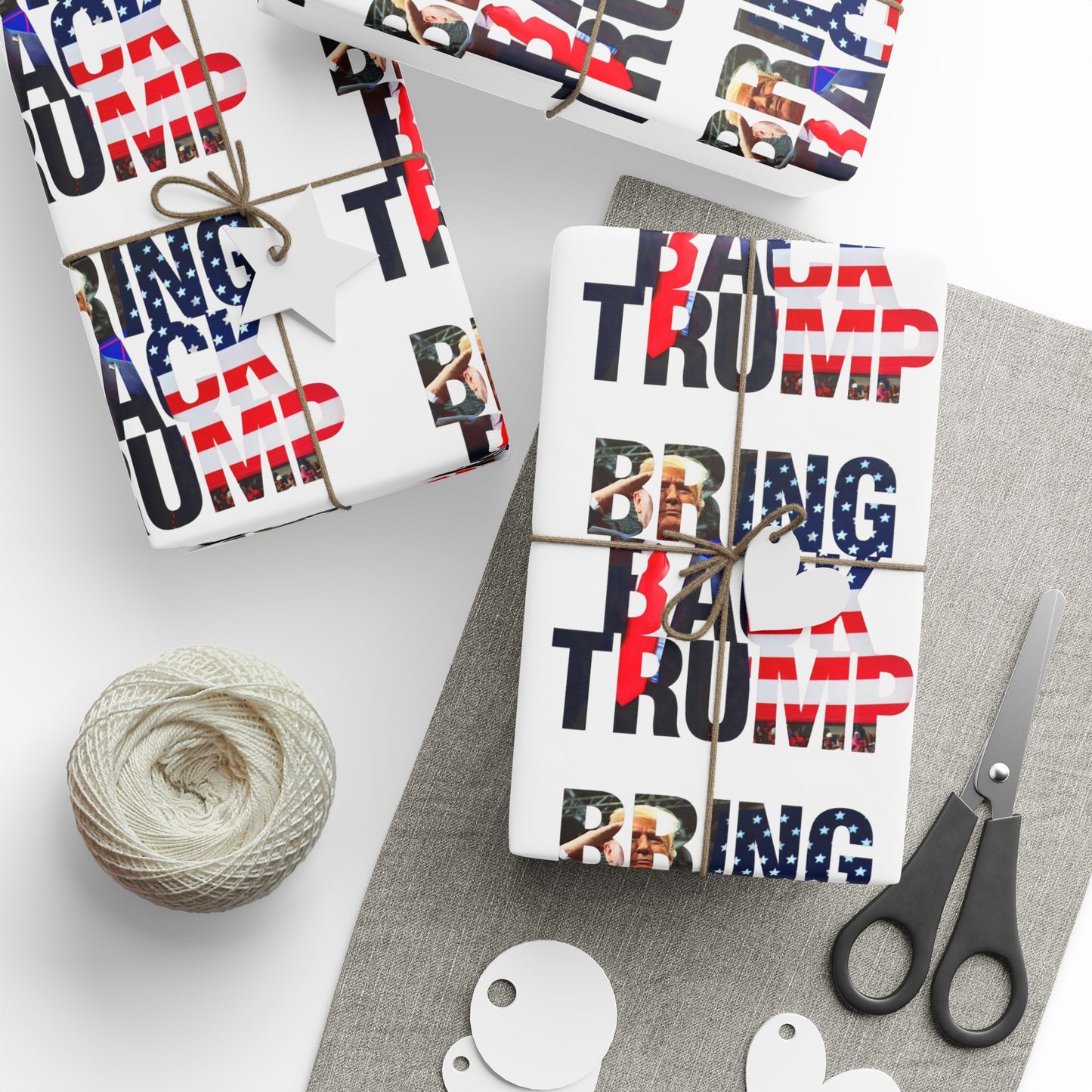 Bring Back Trump White Birthday Gift Present Wrapping Paper MAGA