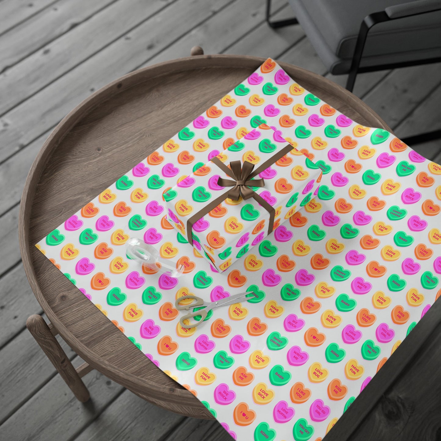 Conversation Hearts Colorful Valentine's Day Gift Present Wrapping Paper